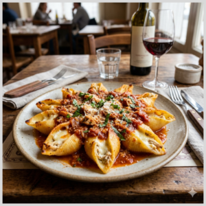 Conchiglione de Frango e Creme de Queijo ao Sugo