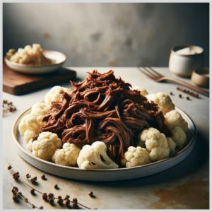 Carne Desfiada com Couve-Flor