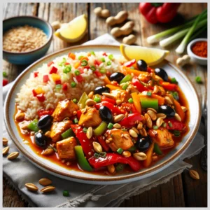 Frango Xadrez com Arroz à Grega