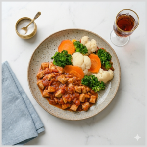 Iscas de Frango com Mix de Legumes