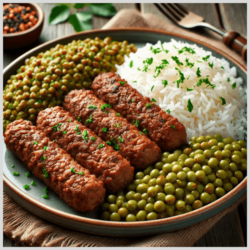 Kafta com Arroz e Lentilhas