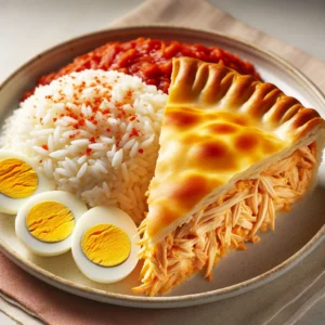Torta de Frango Cremosa com Arroz de Forno