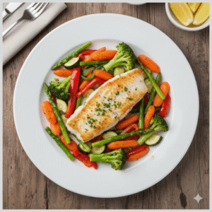 Filé de Linguado com Mix de Legumes