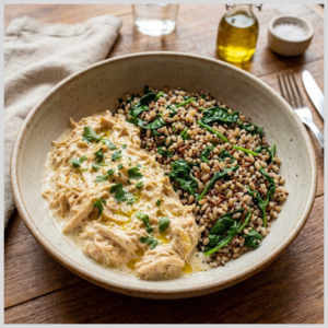 Frango Cremoso com Arroz 7 Grãos e Espinafre