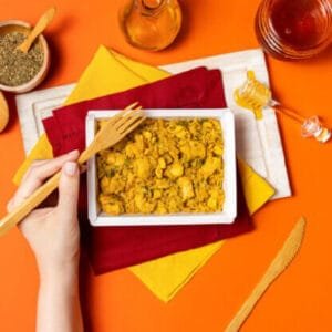 Frango na Mostarda e Mel, Arroz e Legumes