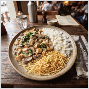 MAX - Strogonoff de Frango com Arroz Branco e Batata Palha